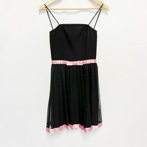 Rampage Vintage 90s Y2K Black & Pink Trim Party Dress Juniors Size 5